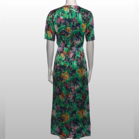 Saloni Eden Green Floral Silk Midi Dress - Picture 9 of 10